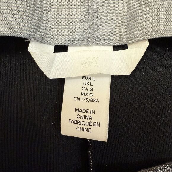 H&M Women’s Flared Dressy Pants Silver Metallic Pull On Size L Party Cocktails - Picture 6 of 11